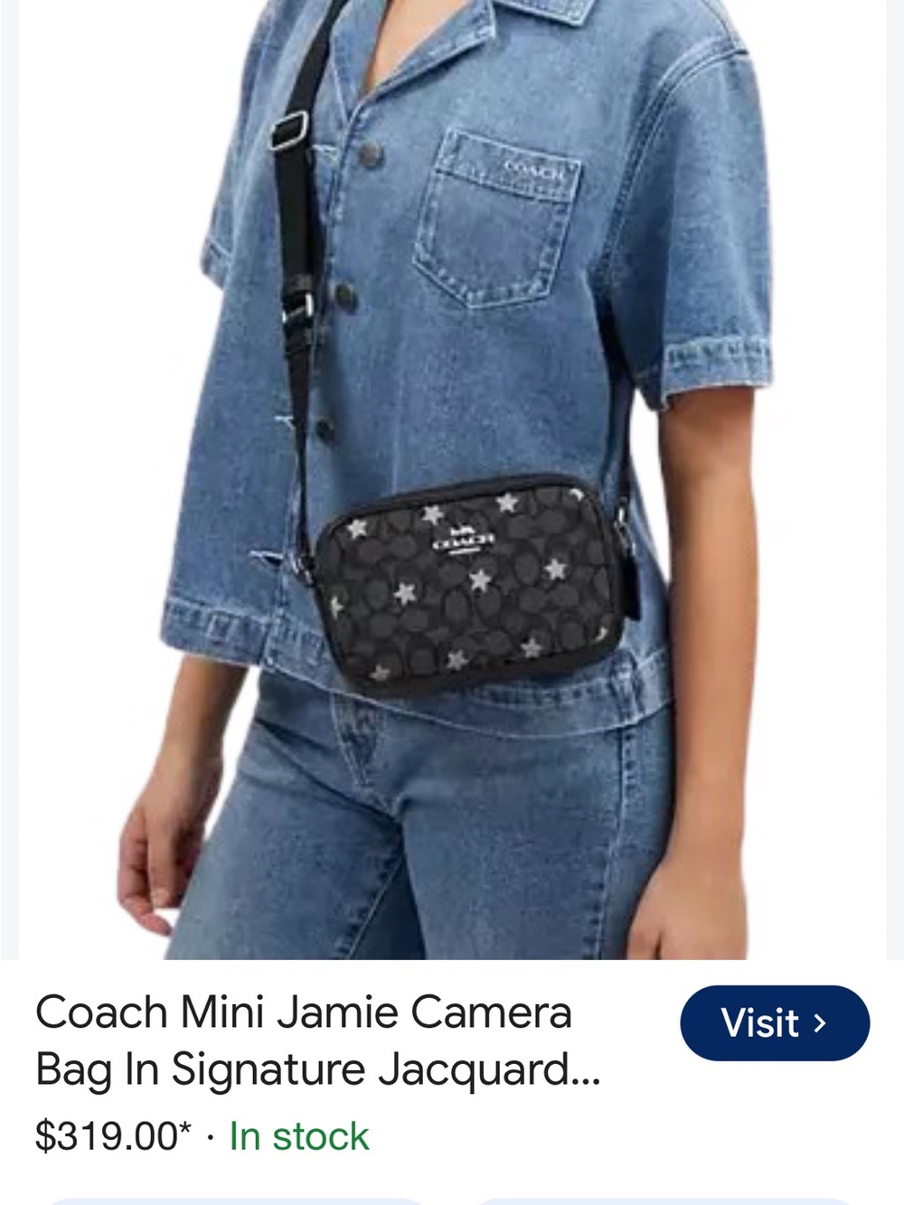 Coach Black Signature Jacquard Star Crossbody Camera Bag